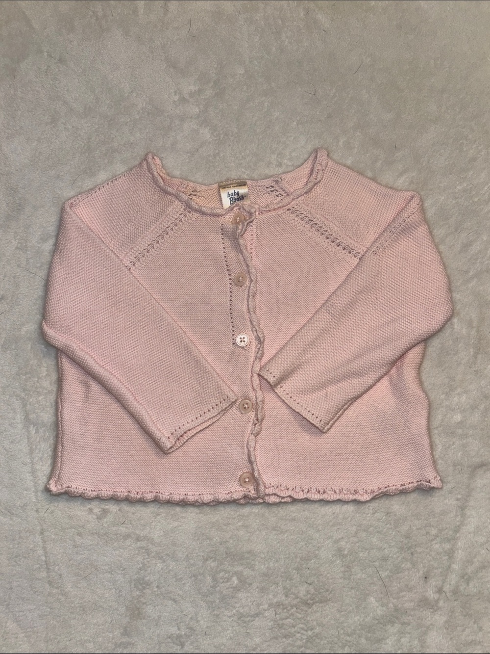 Oshkosh Bgosh Baby Pale Pink Knit Scallop-Trim button down Cardigan